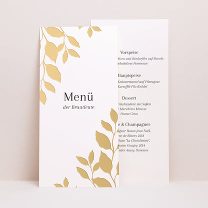 Menükarte Hochzeit Panoramatisches Porträt goldenes Laub foto N° 1
