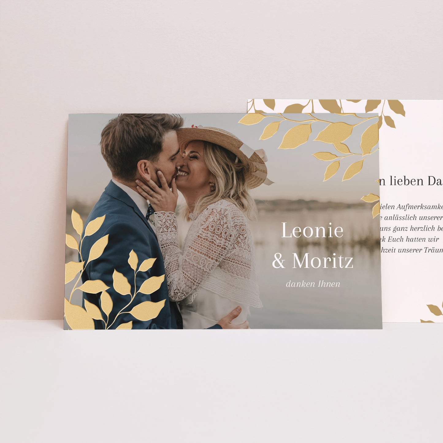Dankeskarte Hochzeit Landschaft goldenes Laub foto N° 1