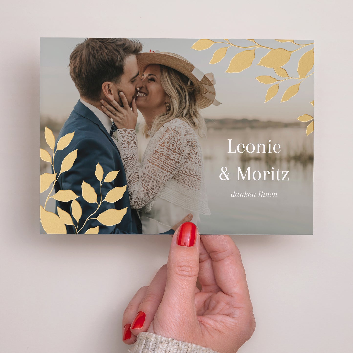 Dankeskarte Hochzeit Landschaft goldenes Laub foto N° 2