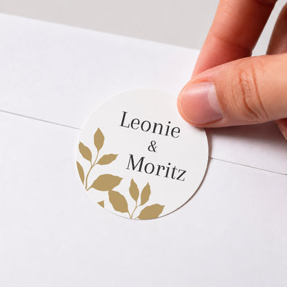 Sticker Hochzeit Rund goldenes Laub foto N° 1