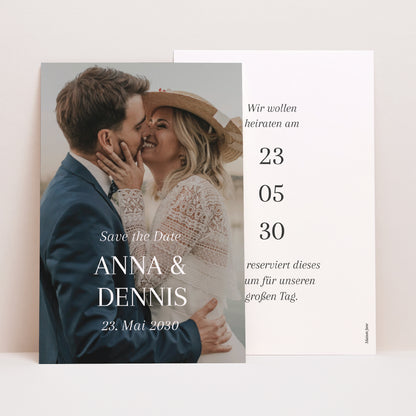 Save the date Karte Hochzeit PortraitPorträt Ja zum Leben foto N° 1