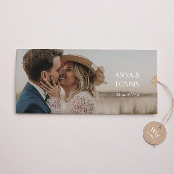 Hochzeitseinladung Mappe 2 Karten, Etikett Ja zum Leben foto