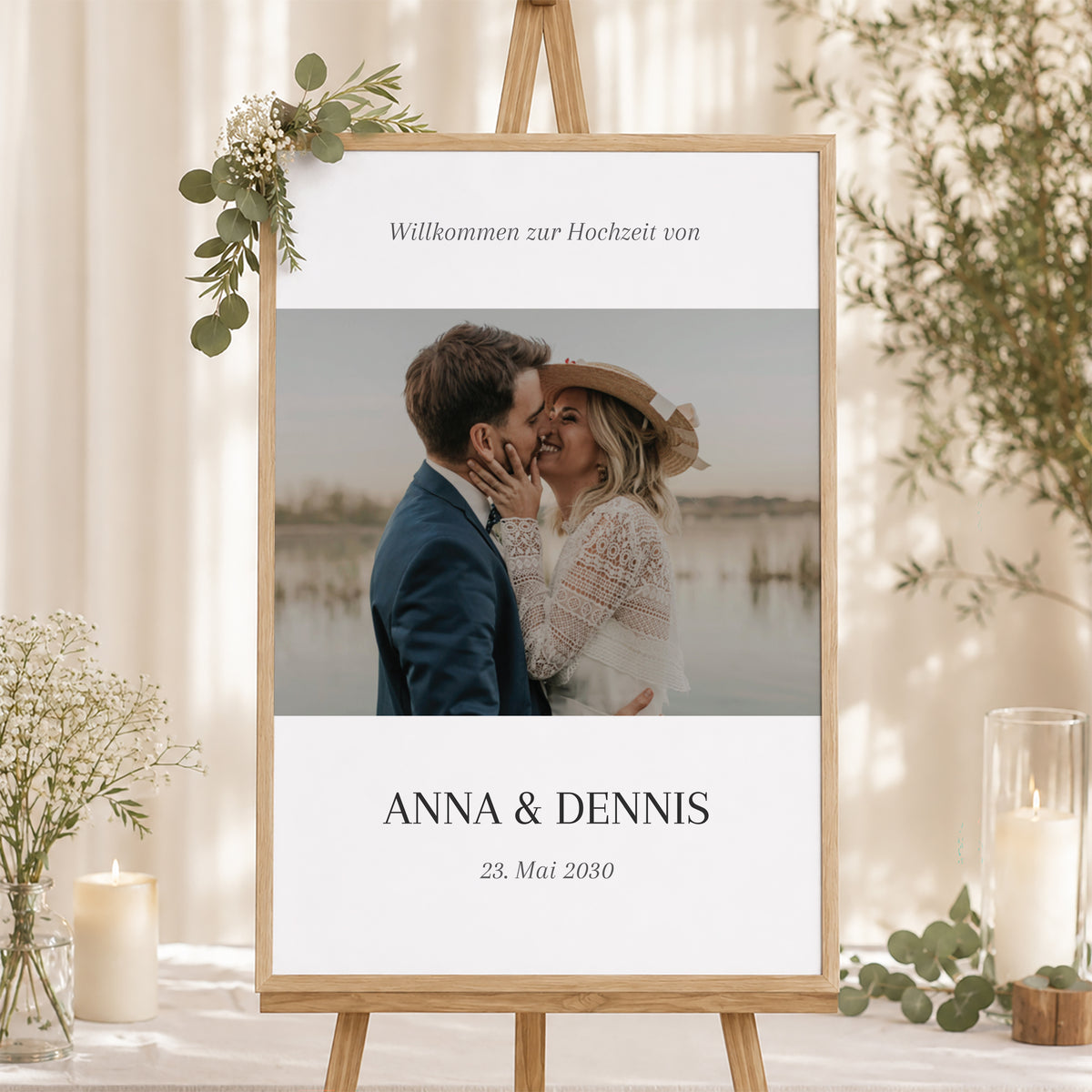 Begrüßungstafel Hochzeit Porträt 60 x 90 cm Ja zum Leben foto N° 1