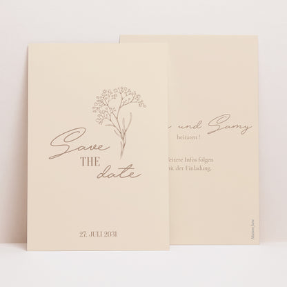 Save the date Karte Hochzeit PortraitPorträt Brin bohème foto N° 1