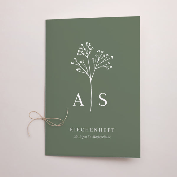 Kirchenheft Hochzeit Doppelflügel Gypsophila silouhette foto