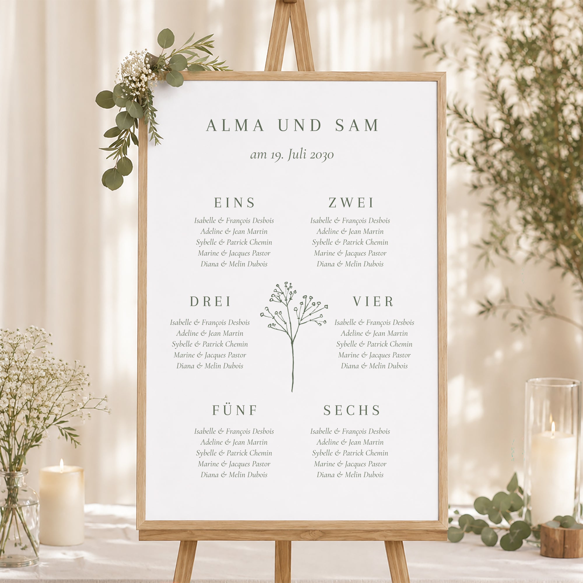 Sitzplan Hochzeit Porträt Gypsophila silouhette foto N° 1