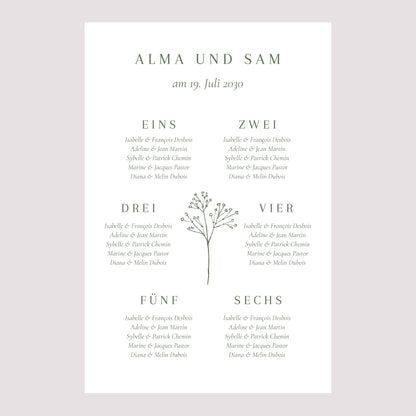 Sitzplan Hochzeit Porträt Gypsophila silouhette foto N° 2