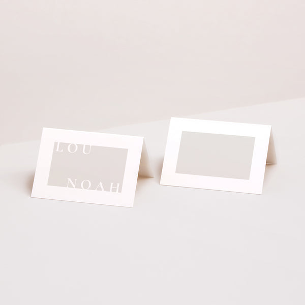 Tischkarten Hochzeit Quer Typo und Beige foto