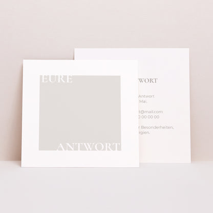 Antwortkarte Hochzeit Quadrat Typo und Beige foto N° 1