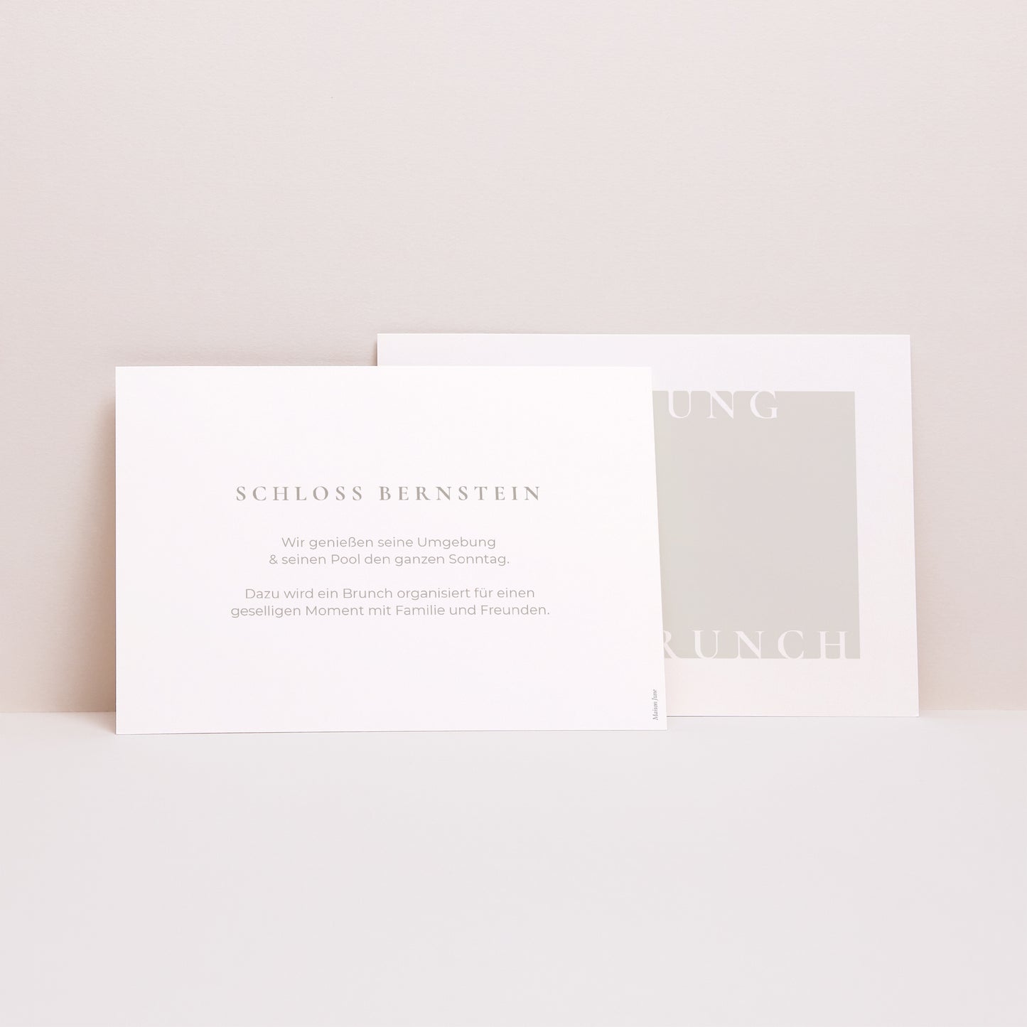 Einladungskarte Hochzeit Landschaft Typo und Beige foto N° 2