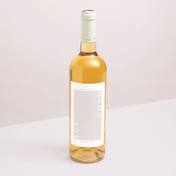 Flaschenetikett Hochzeit Porträt Typo und Beige foto