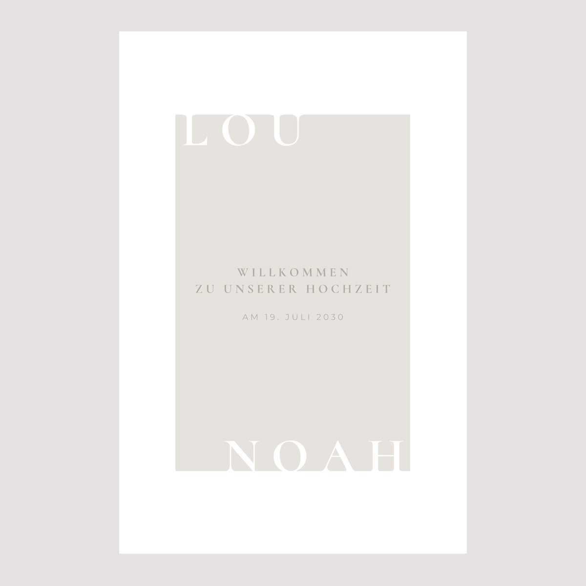 Begrüßungstafel Hochzeit Porträt 60 x 90 cm Typo und Beige foto N° 2