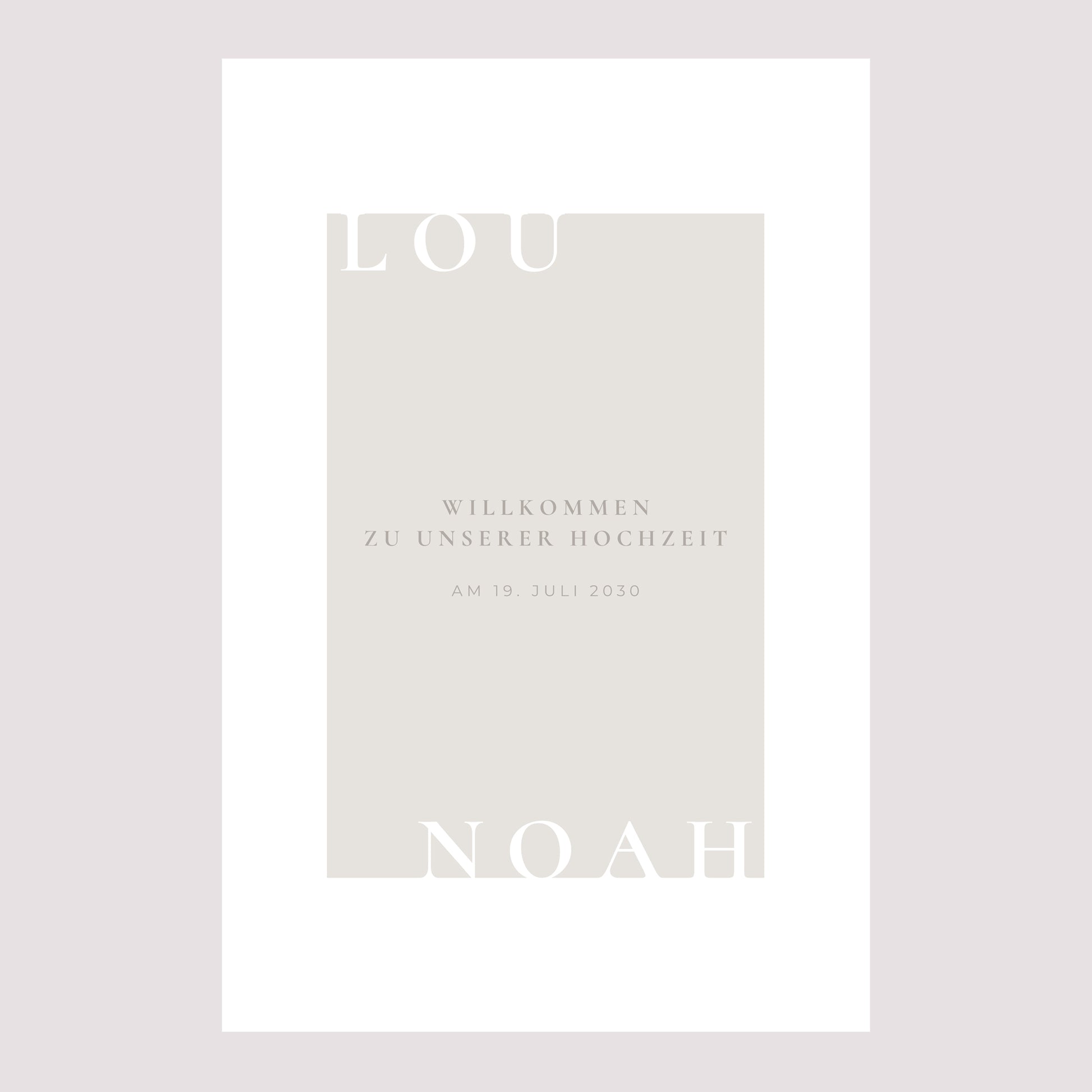 Begrüßungstafel Hochzeit Porträt 60 x 90 cm Typo und Beige foto N° 2