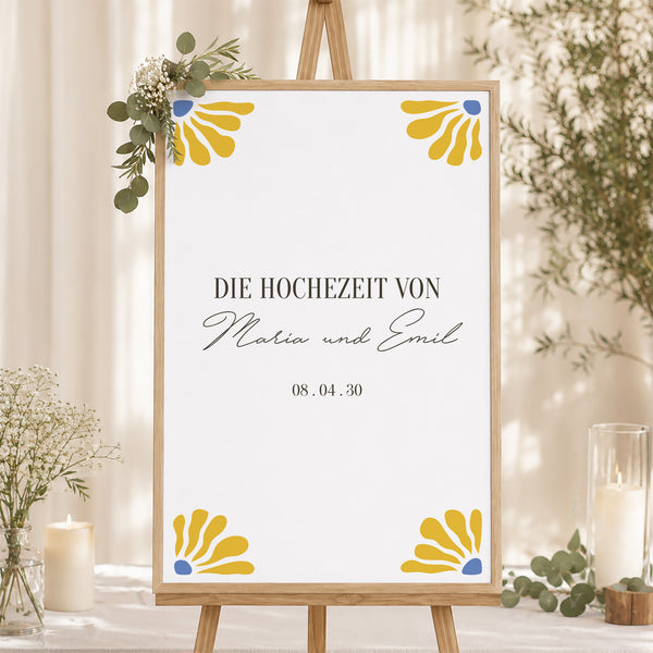 Begrüßungstafel Hochzeit Porträt 60 x 90 cm foto