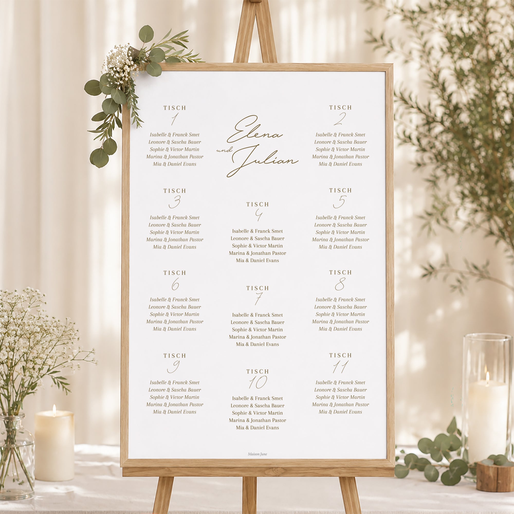 Sitzplan Hochzeit Porträt Camaieu abstrakt foto N° 1