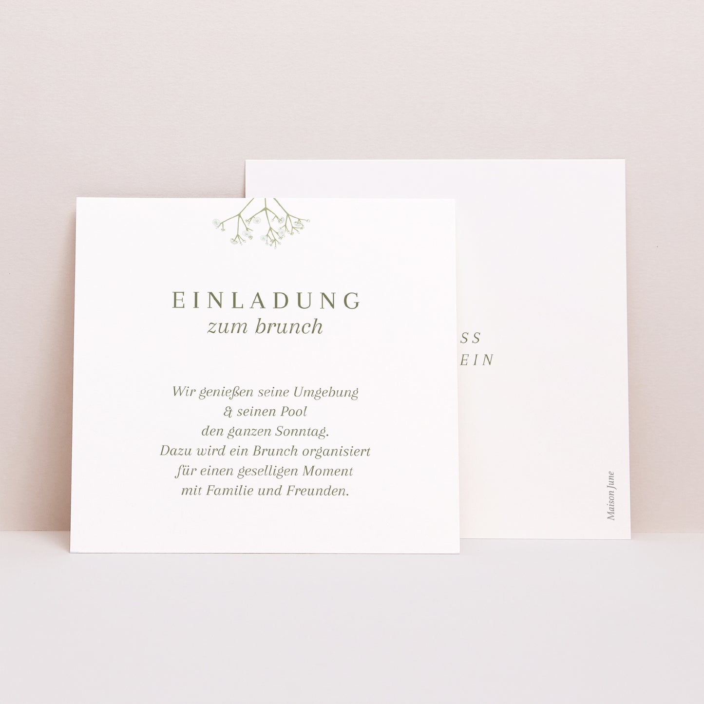 Einladungskarte Hochzeit Quadrat Gypsophila-Kranz foto N° 1