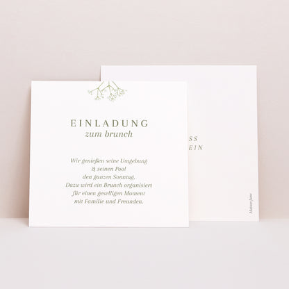 Einladungskarte Hochzeit Quadrat Gypsophila-Kranz foto N° 1