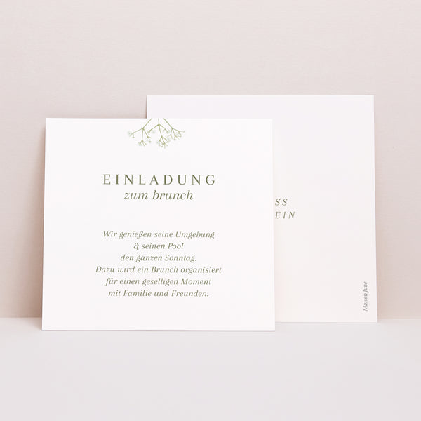 Einladungskarte Hochzeit Quadrat Gypsophila-Kranz foto