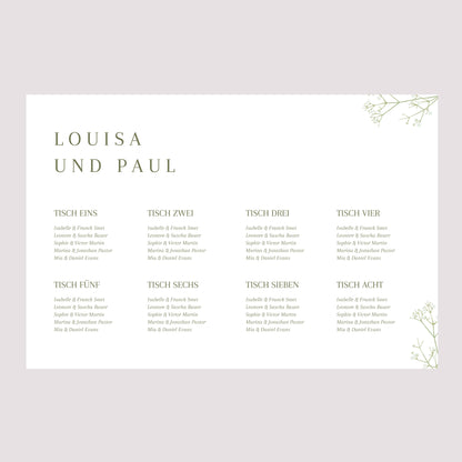 Sitzplan Hochzeit Landschaft Gypsophila-Kranz foto N° 2