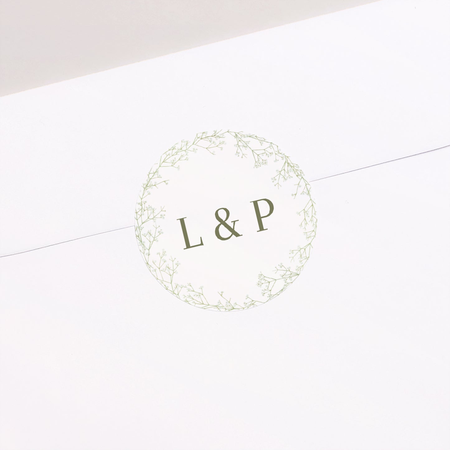 Sticker Hochzeit Rund Gypsophila-Kranz foto N° 2