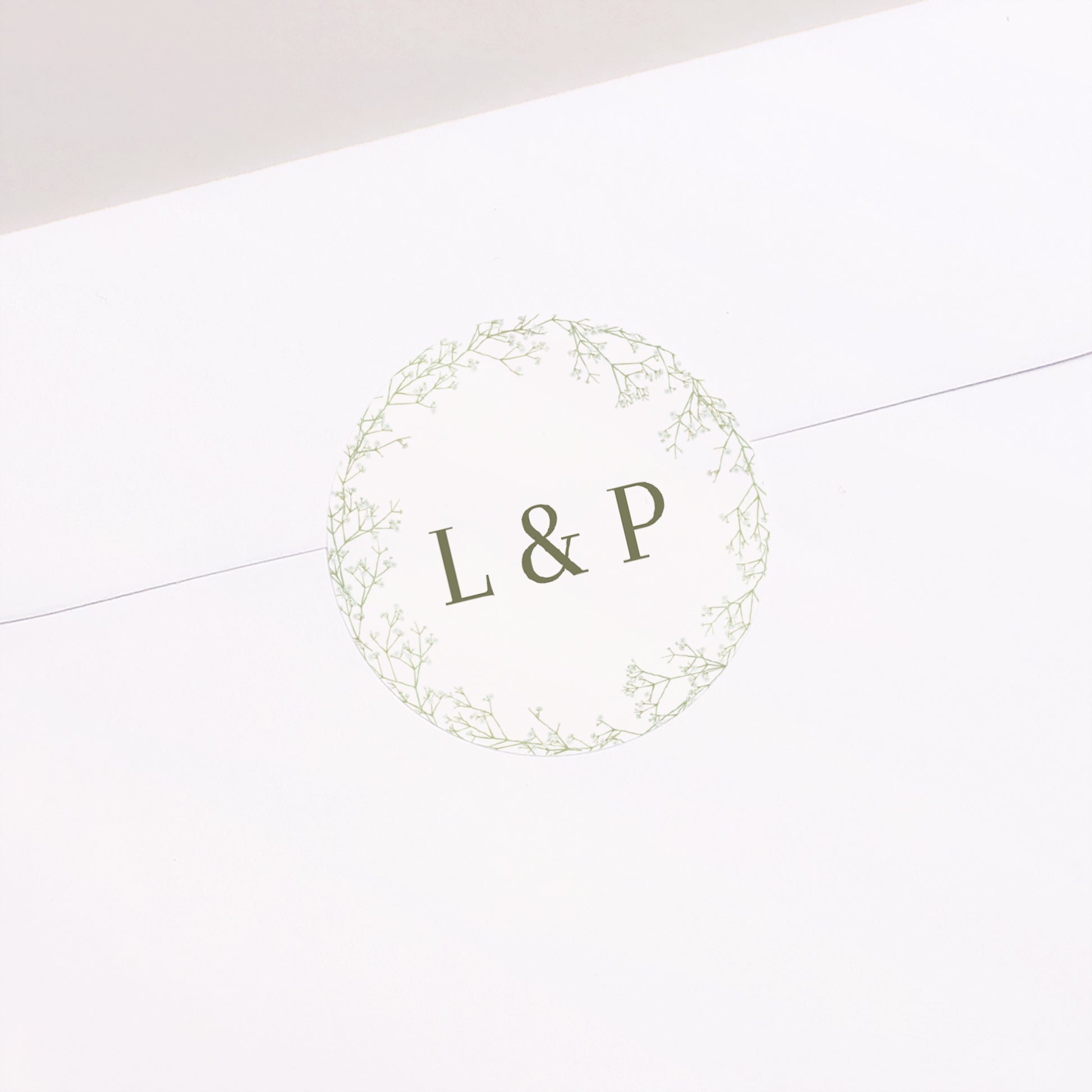 Sticker Hochzeit Rund Gypsophila-Kranz foto N° 2