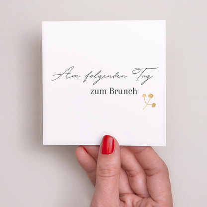Einladungskarte Hochzeit Quadrat Goldkranz Gypsophila foto N° 2