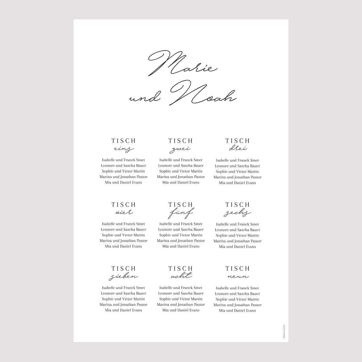 Sitzplan Hochzeit Porträt Goldene Krone Gypsophila foto N° 2