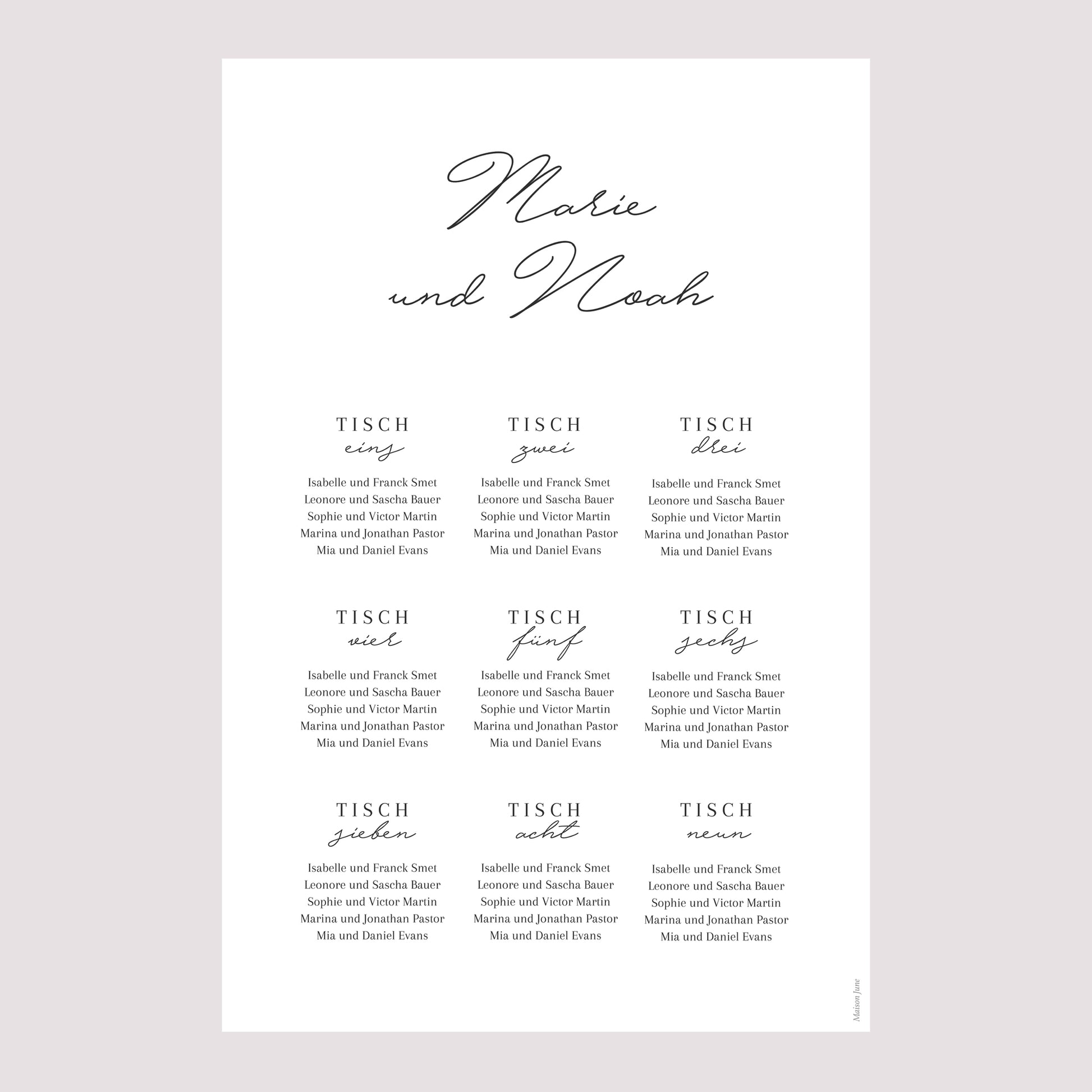 Sitzplan Hochzeit Porträt Goldene Krone Gypsophila foto N° 2
