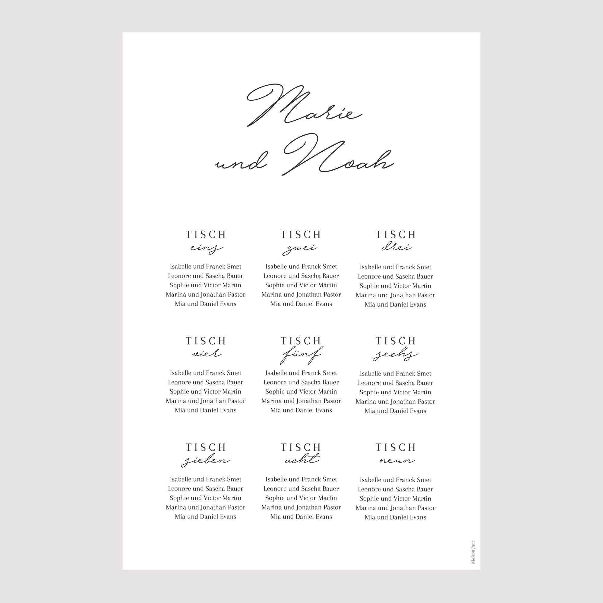 Sitzplan Hochzeit Porträt Goldene Krone Gypsophila foto N° 2