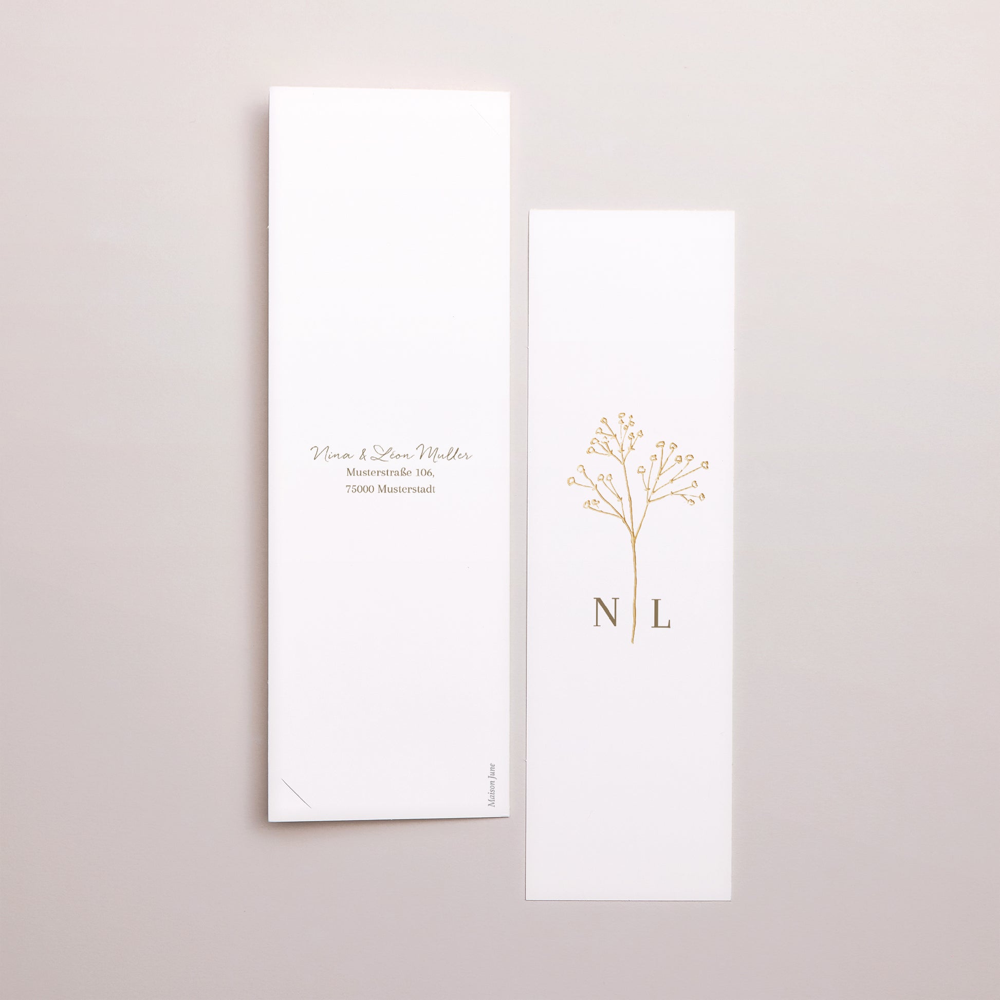 Dankeskarte Hochzeit Fotoautomaten Lesezeichen Elegante Gipskraut foto N° 3
