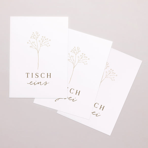 Tischnummern Hochzeit Rechteck Elegante Gipskraut foto