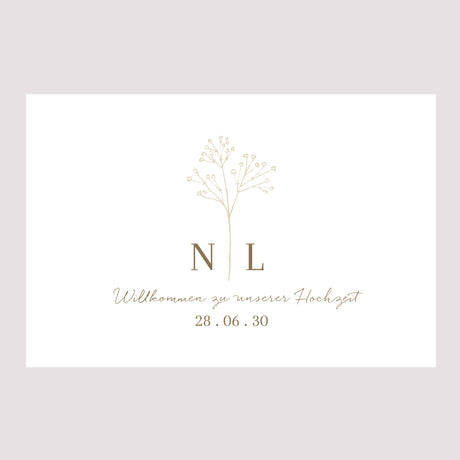 Begrüßungstafel Hochzeit Landschaft 90 x 60 cm Elegante Gipskraut