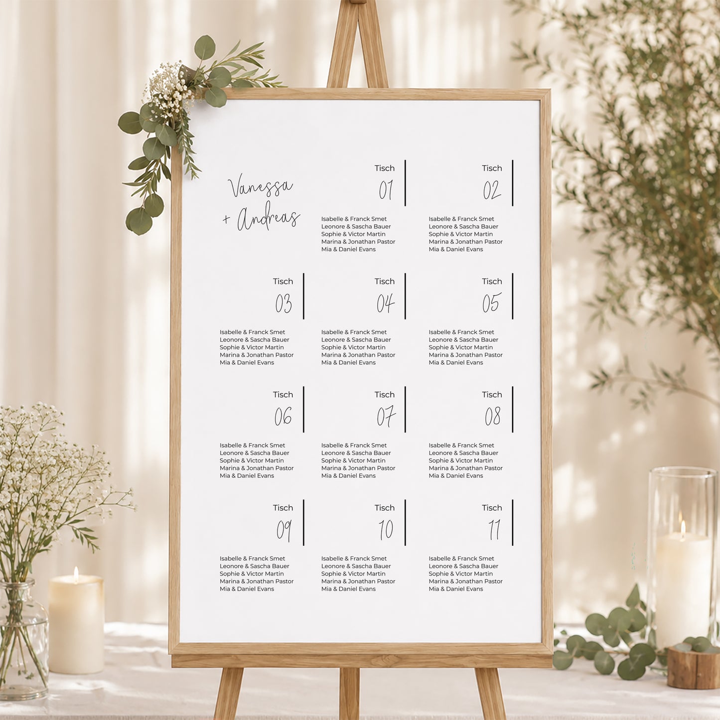 Sitzplan Hochzeit Porträt Foto + Typo foto N° 1