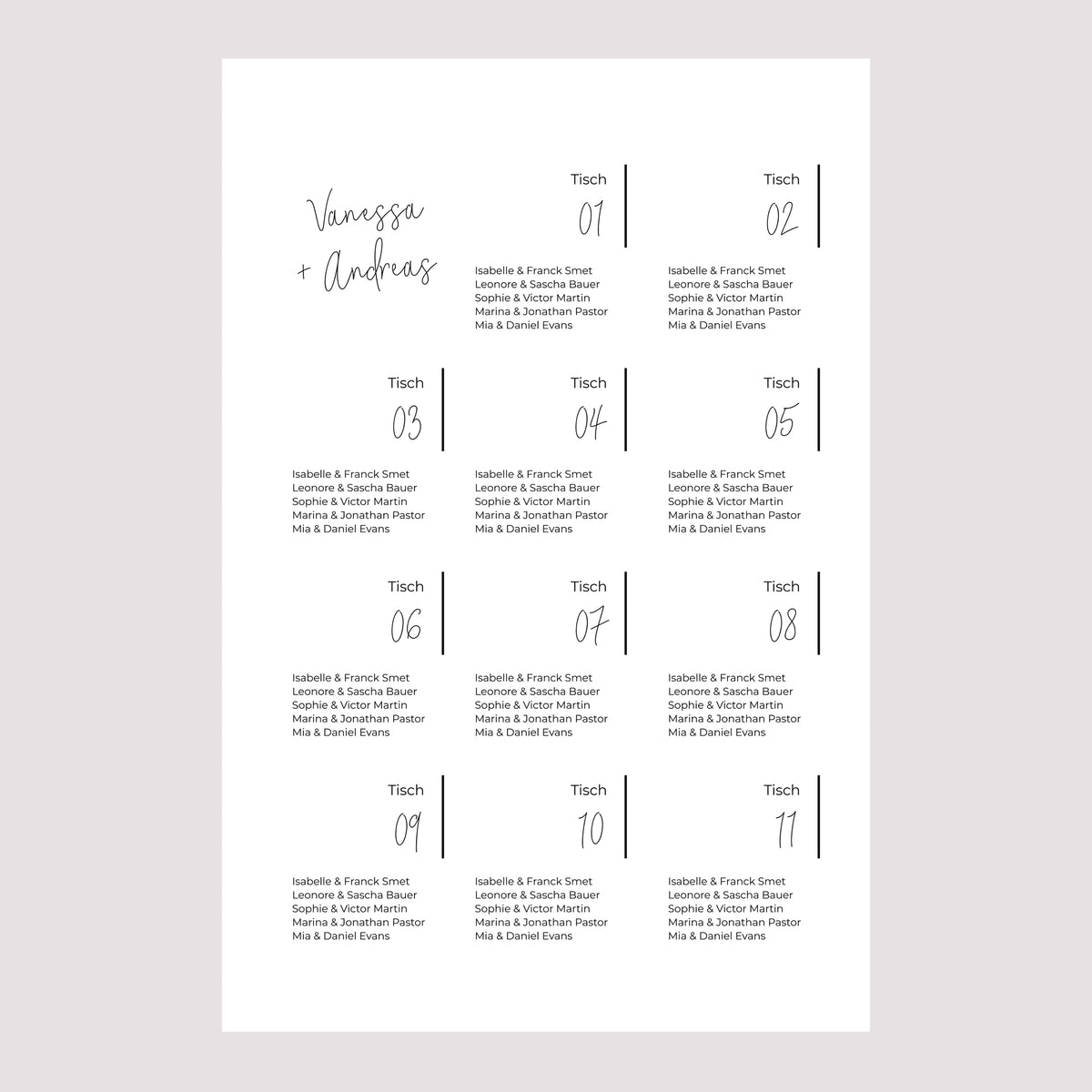 Sitzplan Hochzeit Porträt Foto + Typo foto N° 2