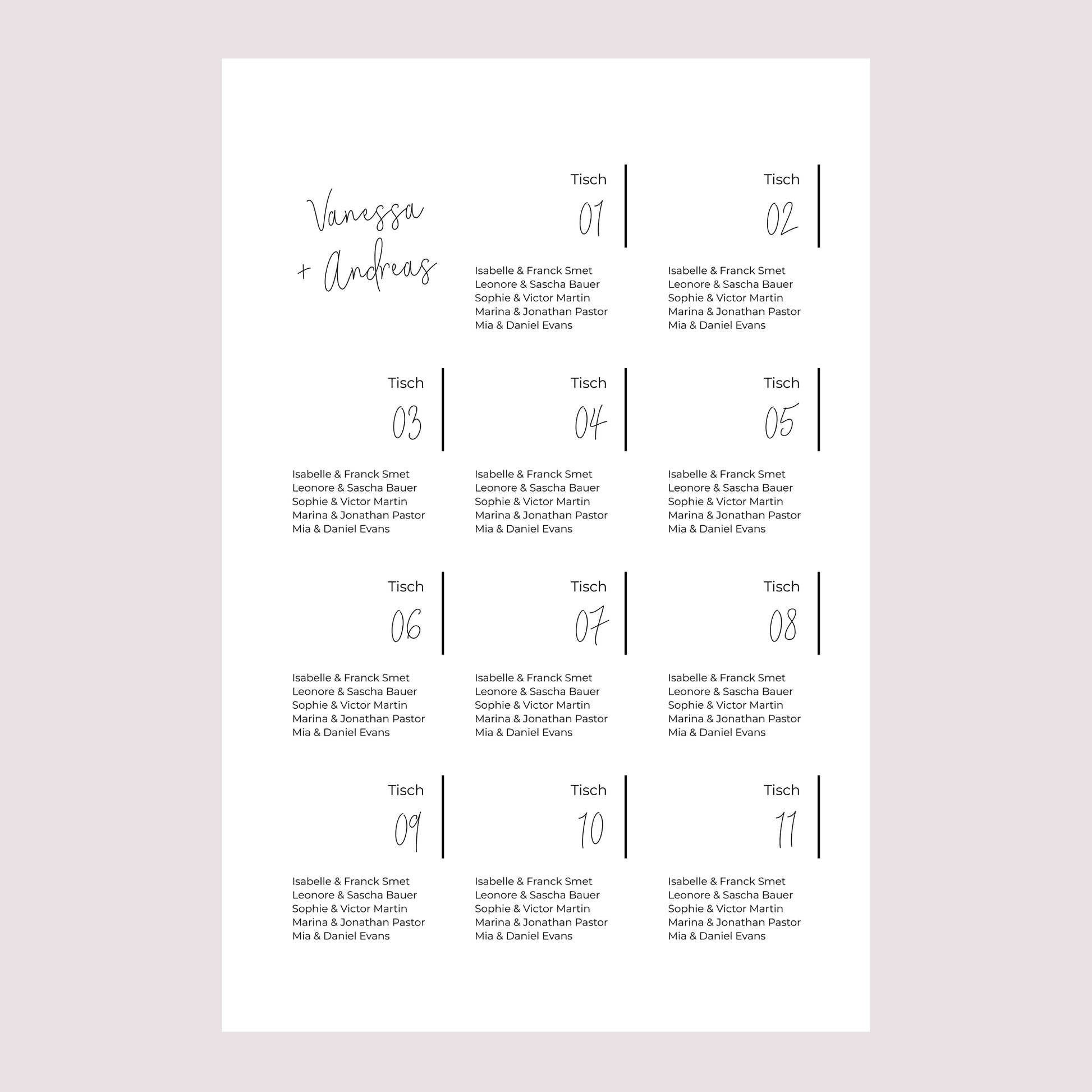 Sitzplan Hochzeit Porträt Foto + Typo foto N° 2