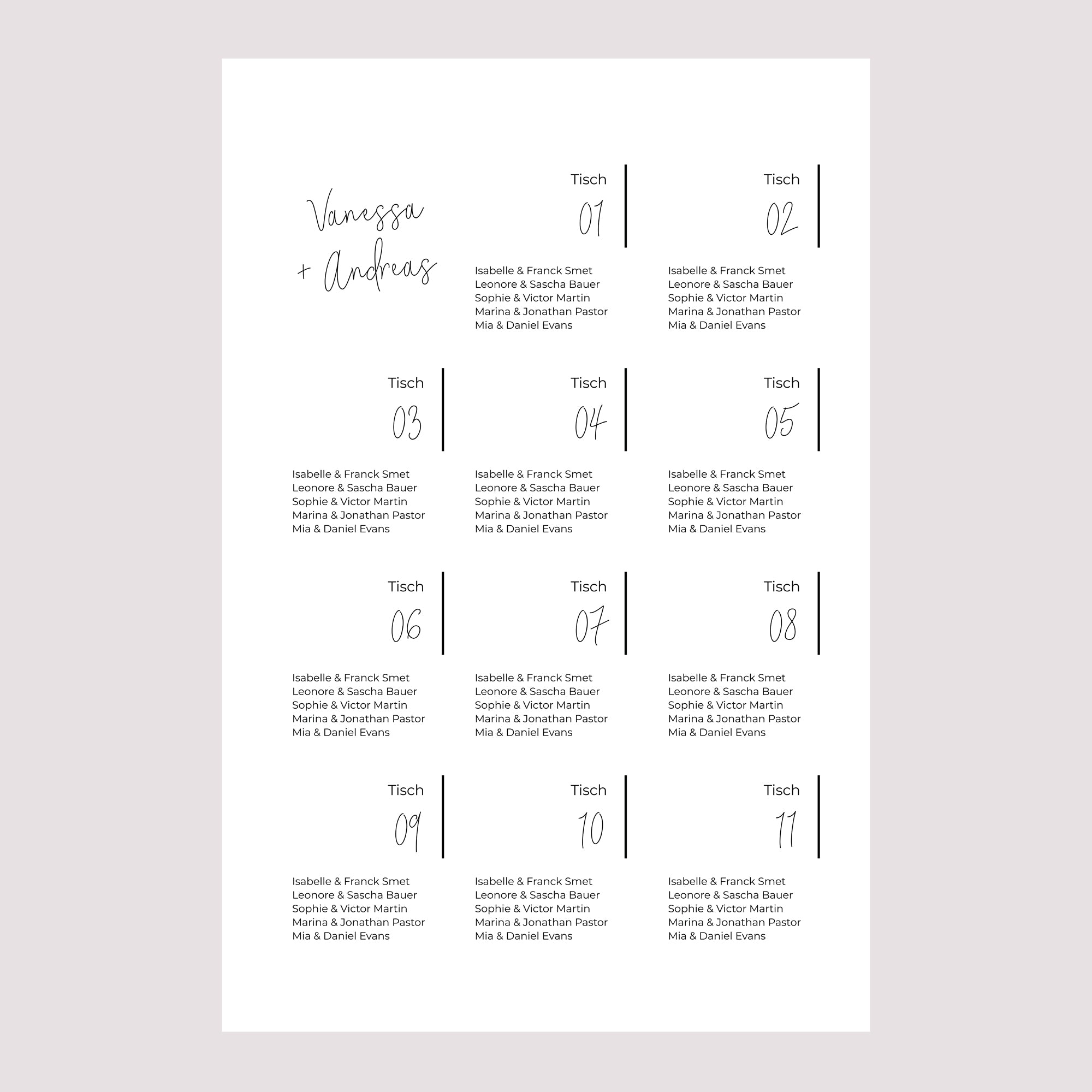 Sitzplan Hochzeit Porträt Foto + Typo foto N° 2