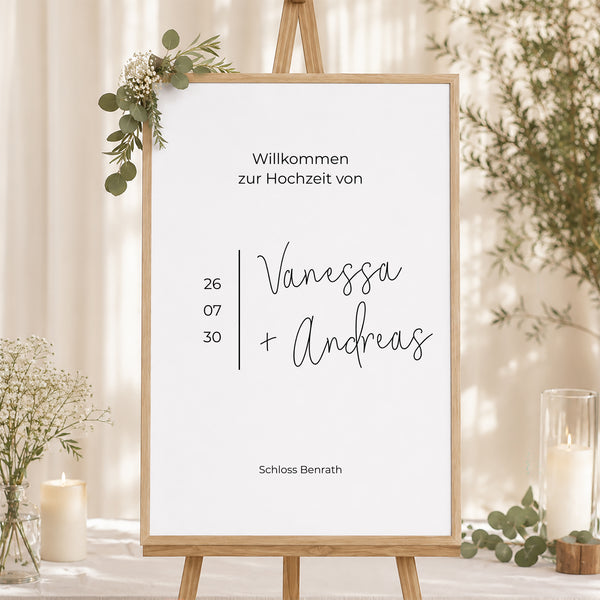 Begrüßungstafel Hochzeit Porträt 60 x 90 cm foto
