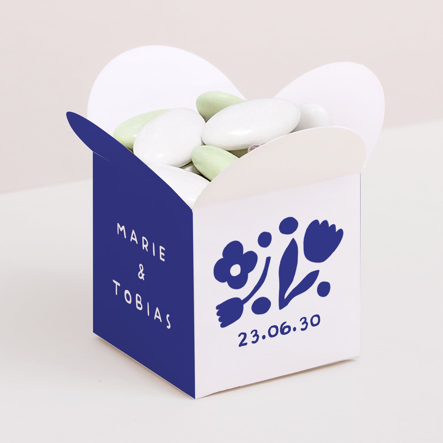 Geschenkbox Hochzeit Schmetterlingsöffnung Blau Majorelle foto N° 1