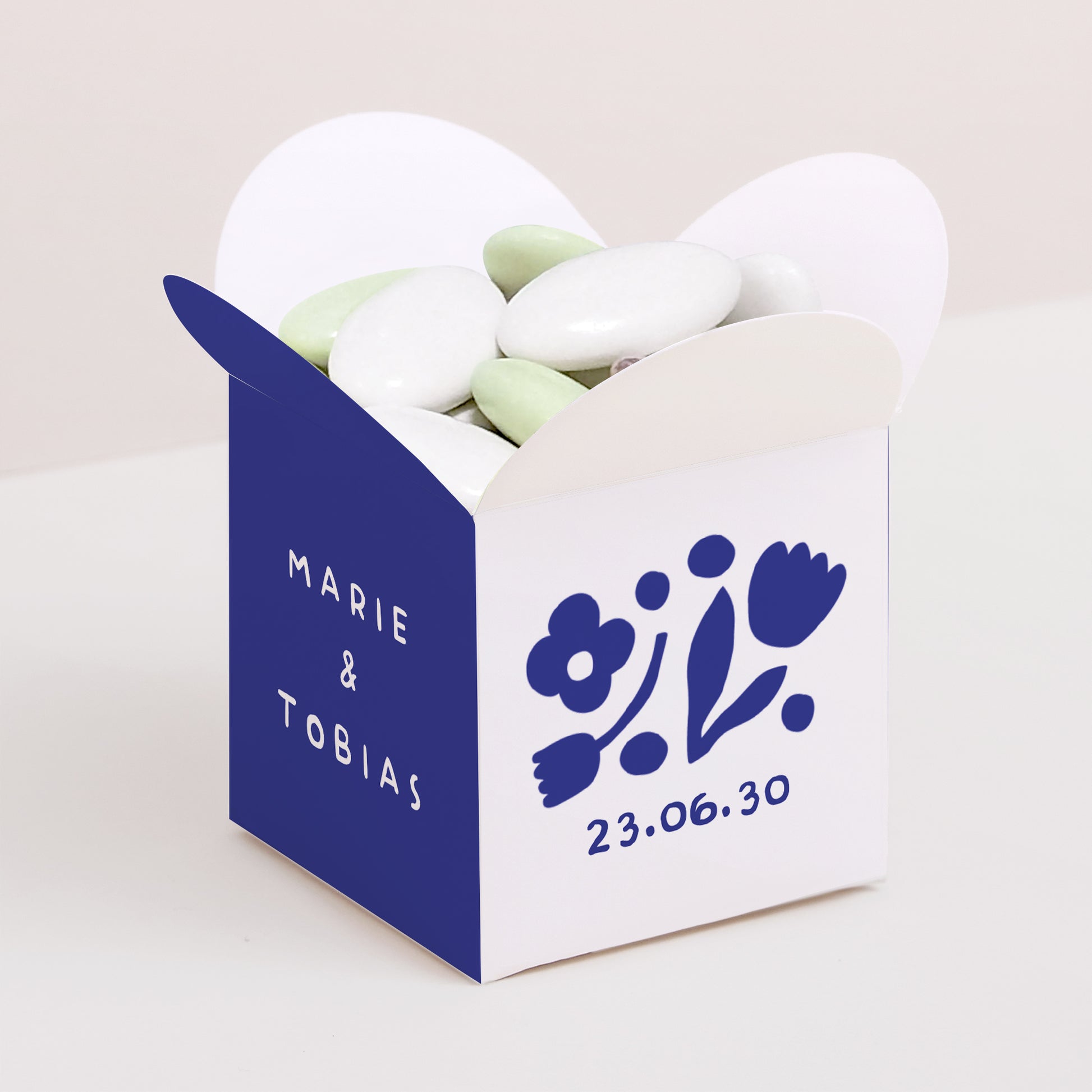 Geschenkbox Hochzeit Schmetterlingsöffnung Blau Majorelle foto N° 1