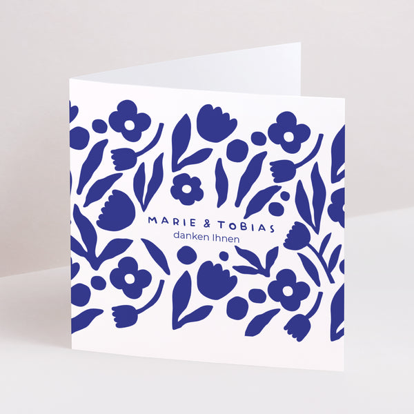 Dankeskarte Hochzeit Doppelflügiges Quadrat Blau Majorelle foto