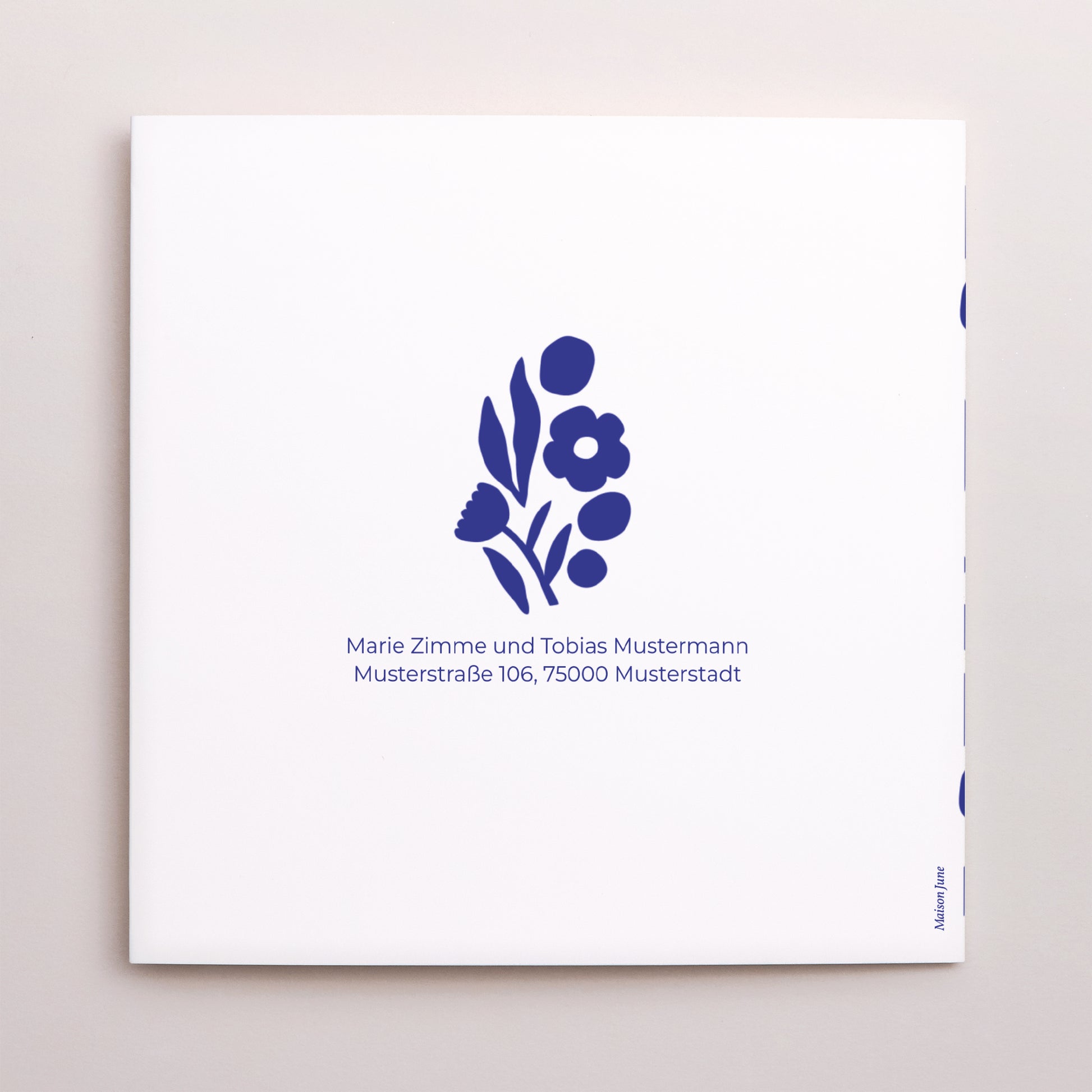 Dankeskarte Hochzeit Doppelflügiges Quadrat Blau Majorelle foto N° 3