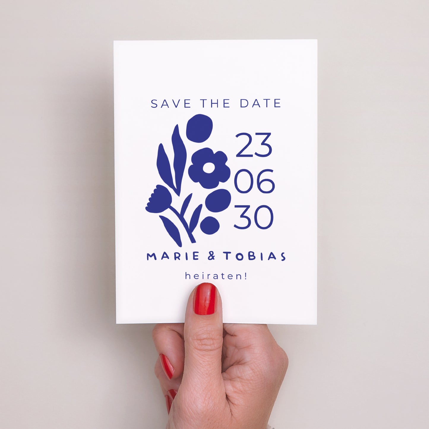 Save the date Karte Hochzeit Porträt Blau Majorelle foto N° 2