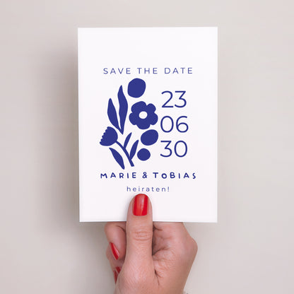 Save the date Karte Hochzeit Porträt Blau Majorelle foto N° 2