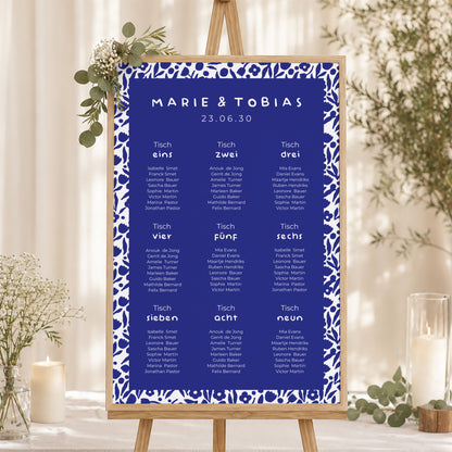 Sitzplan Hochzeit Porträt 60 x 90 cm Blau Majorelle foto N° 1