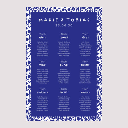 Sitzplan Hochzeit Porträt 60 x 90 cm Blau Majorelle foto N° 2