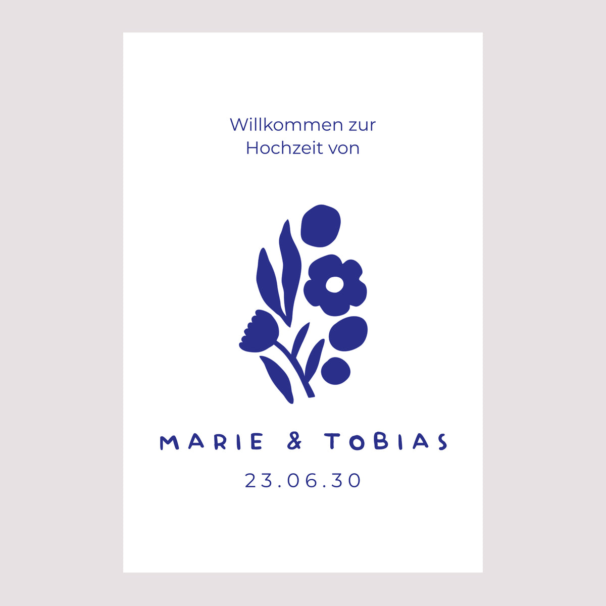 Begrüßungstafel Hochzeit Porträt 60 x 90 cm Blau Majorelle foto N° 2