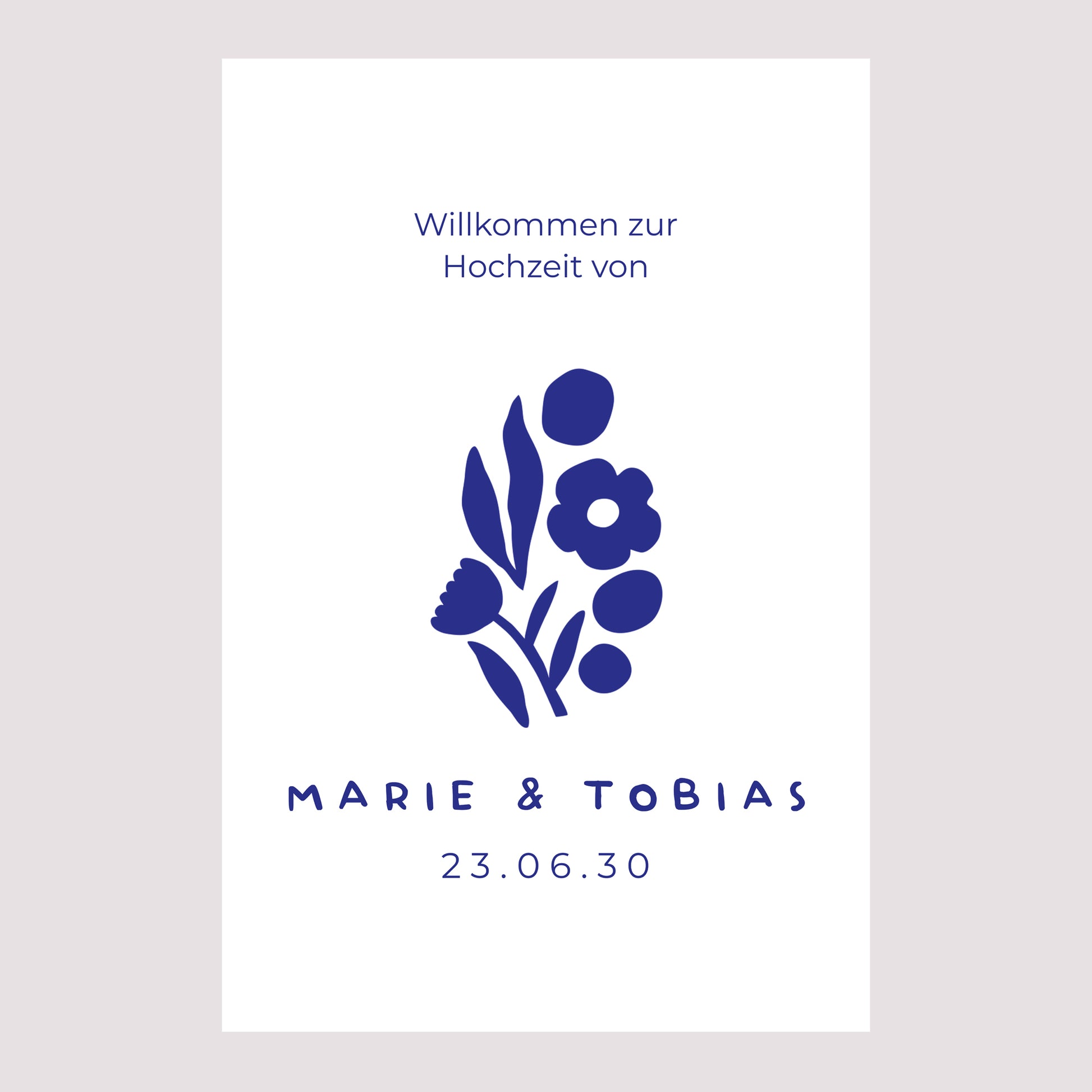 Begrüßungstafel Hochzeit Porträt 60 x 90 cm Blau Majorelle foto N° 2