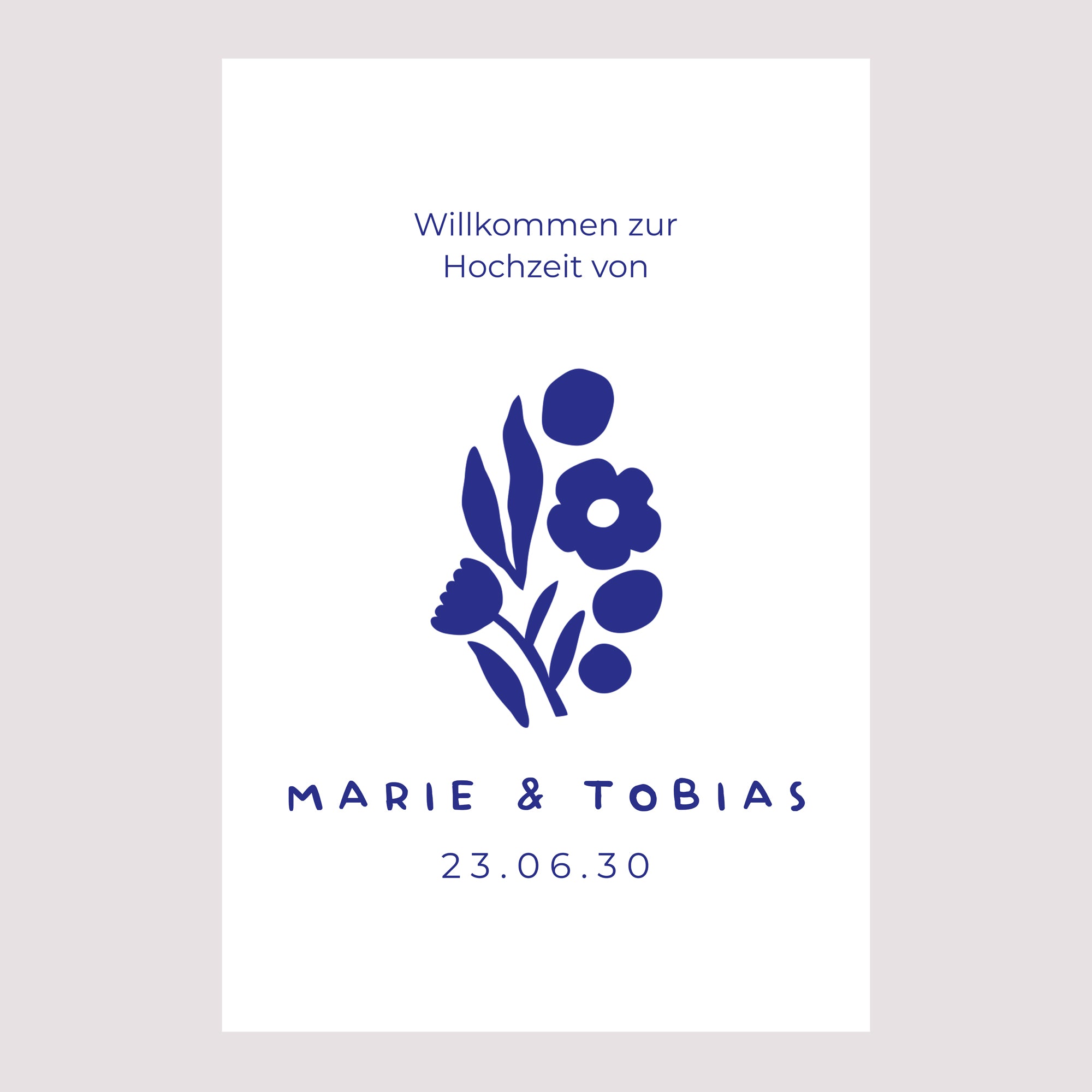 Begrüßungstafel Hochzeit Porträt 60 x 90 cm Blau Majorelle foto N° 2