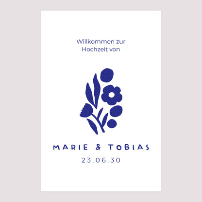 Begrüßungstafel Hochzeit Porträt 60 x 90 cm Blau Majorelle foto N° 2