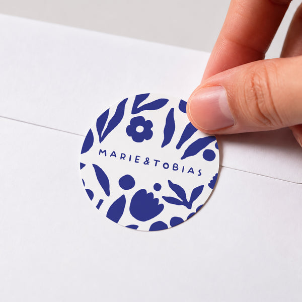 Sticker Hochzeit Rund Blau Majorelle foto